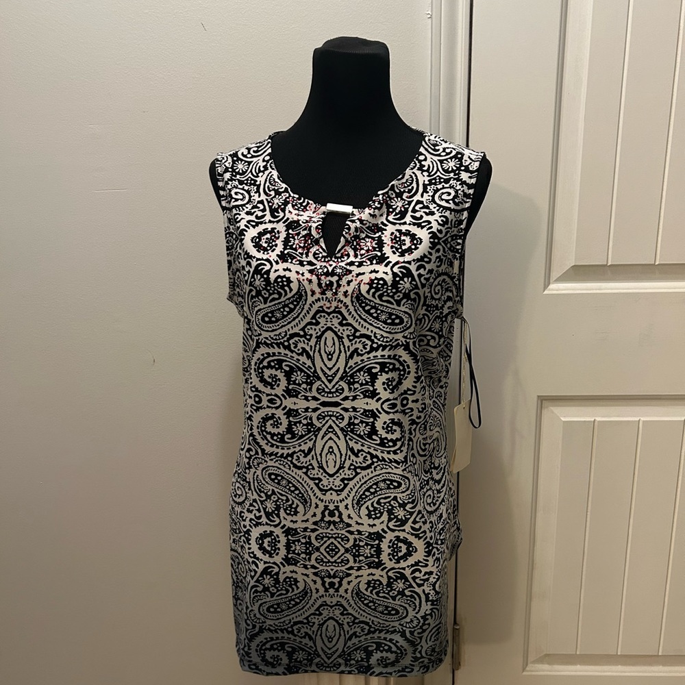 NEW Maria Gabrielle Ombre Paisley Stretch Knit Sleeveless L